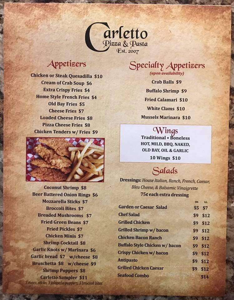 Carletto Pizza and Pasta - Sudlersville, MD