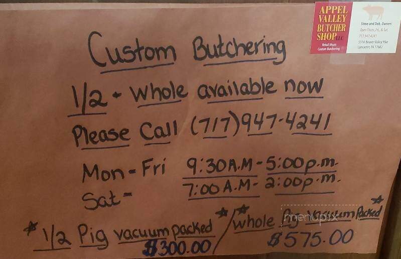 Appel Valley Butcher - Lancaster, PA