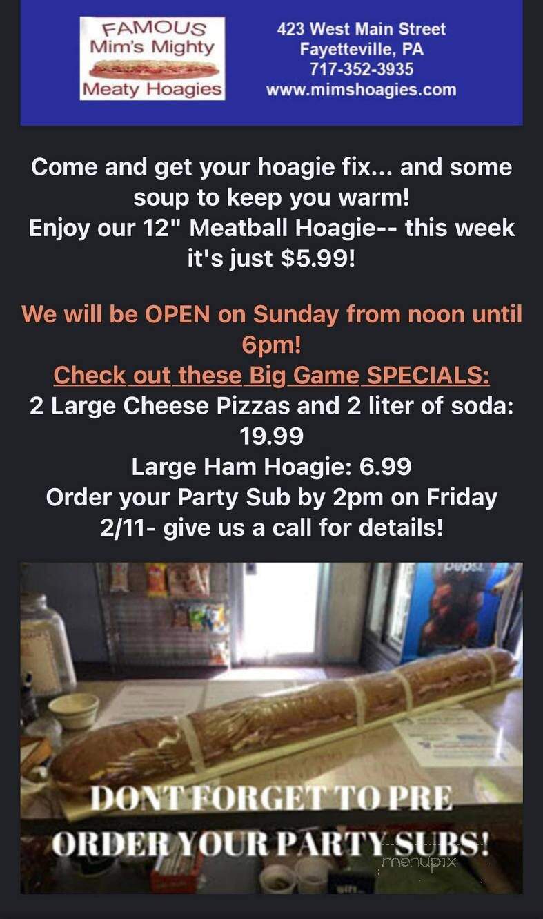 Mim's Mighty Meaty Hoagies - Fayetteville, PA