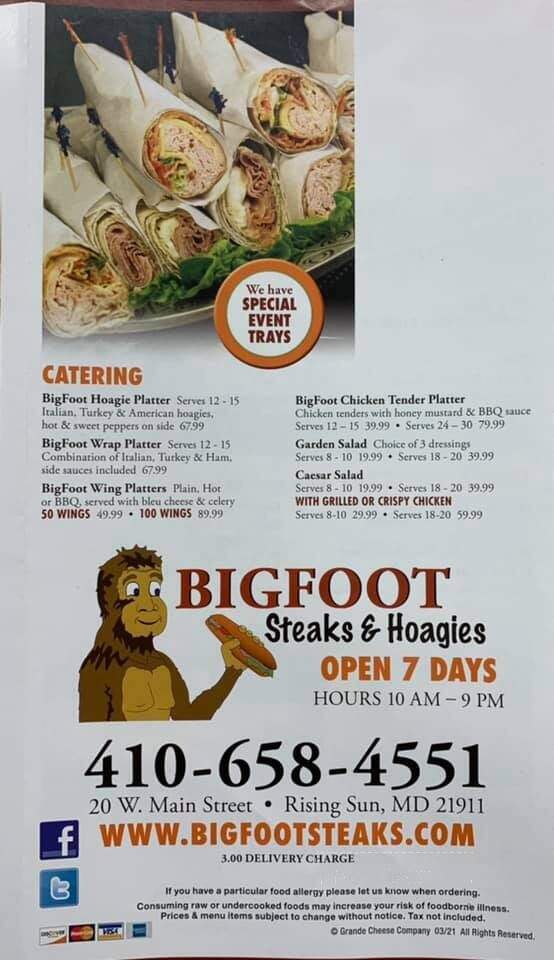 Bigfoots Steaks Hoagies - Rising Sun, MD