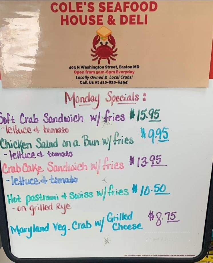 Coles Seafood House and Deli - Easton, MD