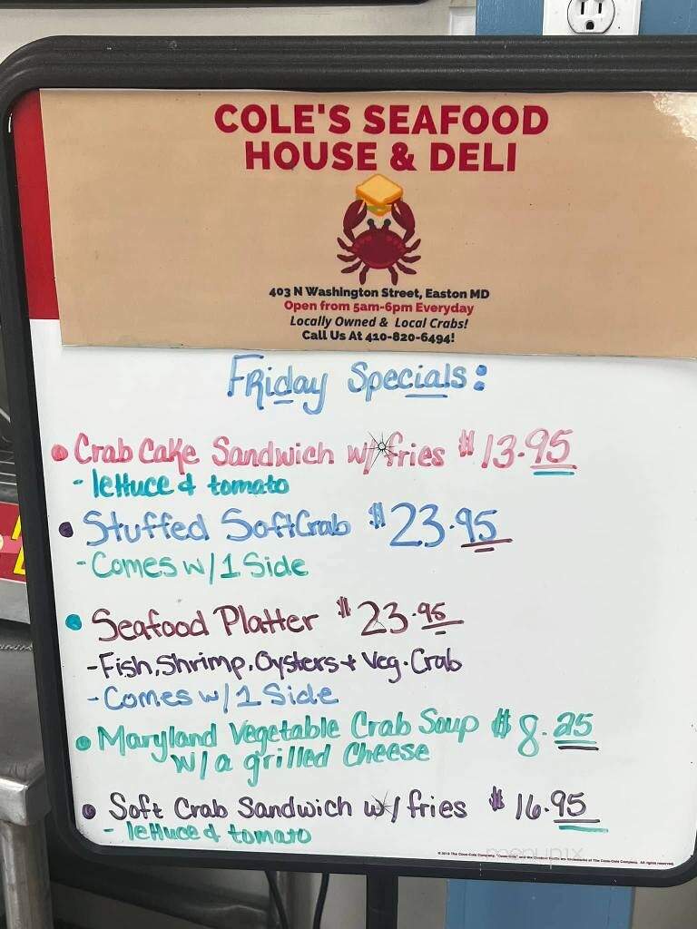 Coles Seafood House and Deli - Easton, MD