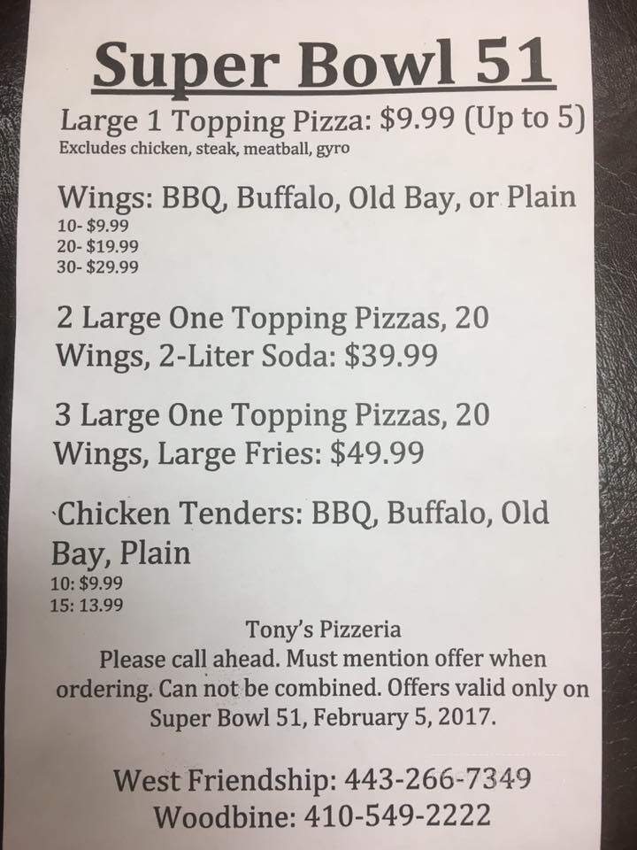 Tony's Pizzeria - West Friendship, MD