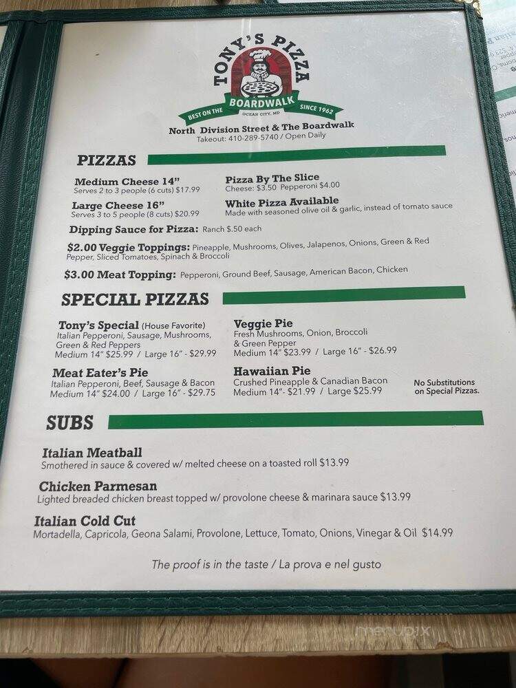 Tony's Pizza - Ocean City, MD