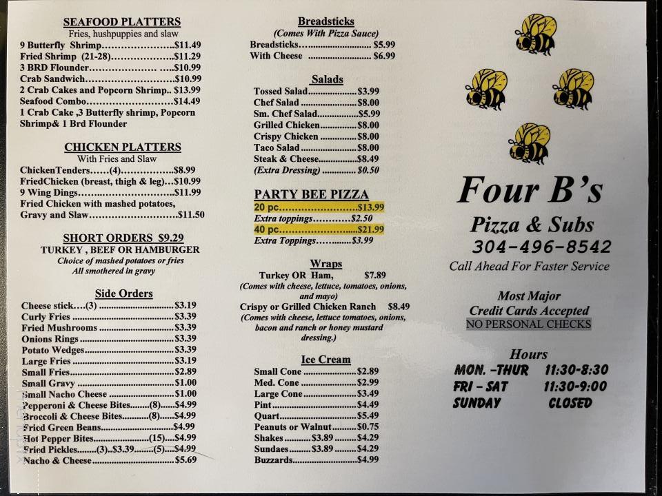 Four B's Pizza & Subs - Augusta, WV